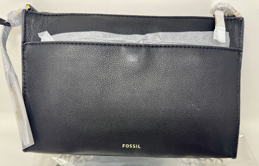 Fossil Kiera Black Leather Crossbody Purse Small NWT Adjustable Strap